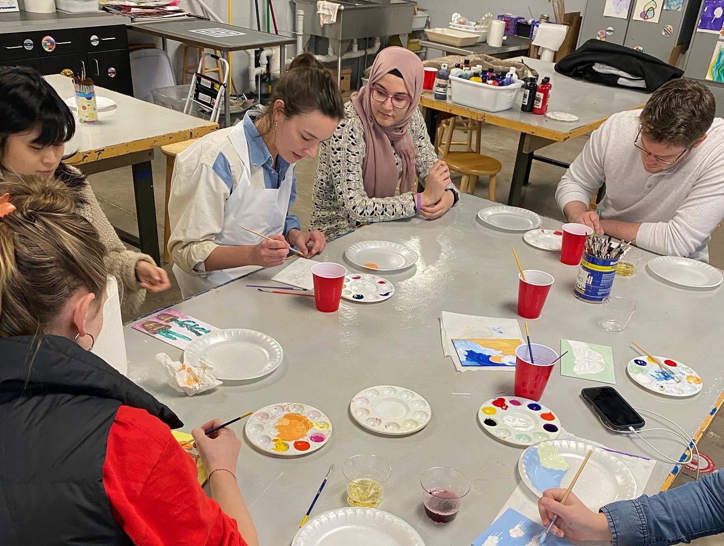 Students painting