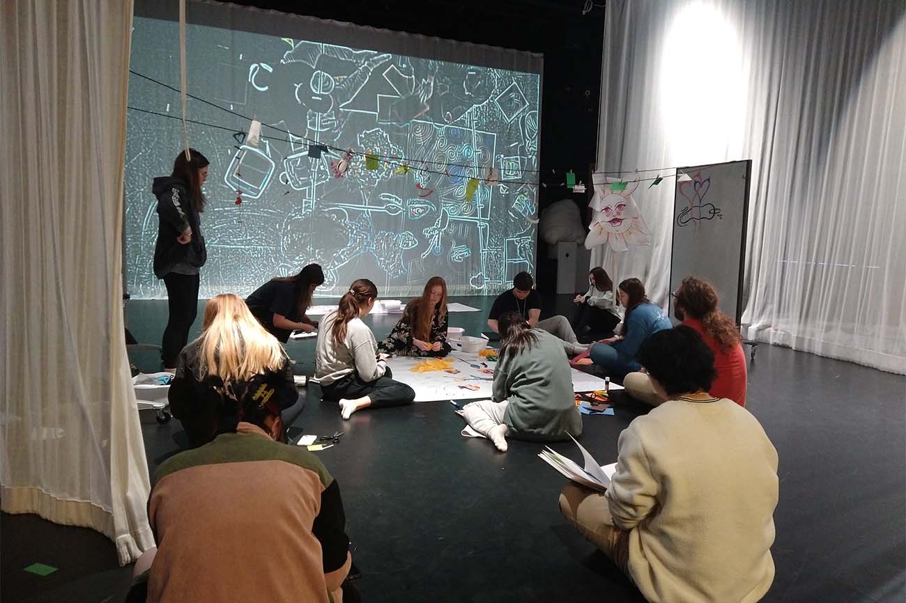Students engaging collectively within the ACCAD motion lab.