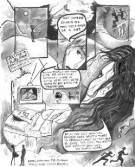 Comic book story from Lauri Lynnxe Murphy (Art) and Raymond Fleischmann (Creative Writing)