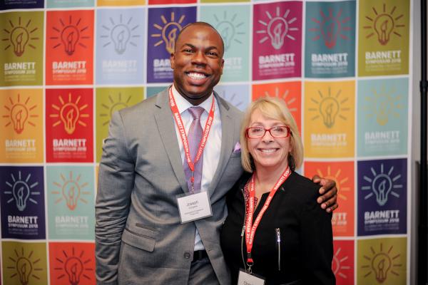 Speaker Joseph Conyers with Dr. Ballengee Morris at the 2018 Barnett Symposium