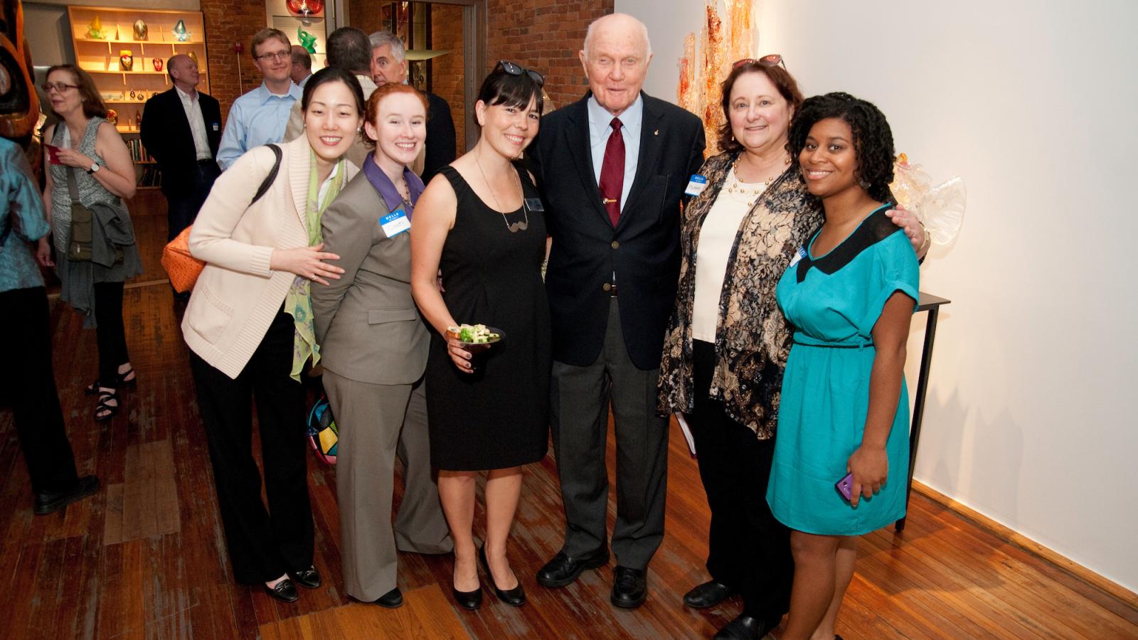 Former astronaut and senator John Glenn mingles with Barnett students